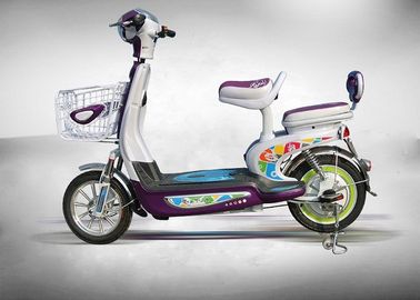 중국 정면 드럼 브레이크 체계를 가진 자주색 색깔 350W 전기 발동기 달린 자전거 스쿠터 오토바이 협력 업체